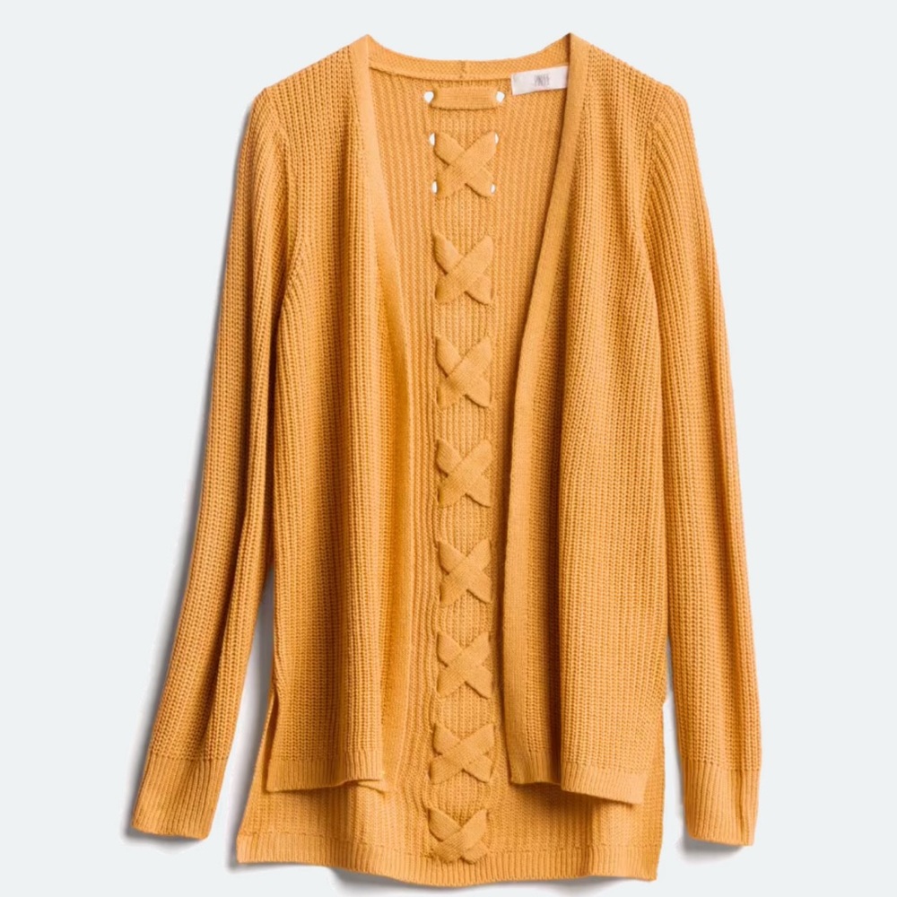 PINQUE Jamelya Back Detail Cardigan, Mustard